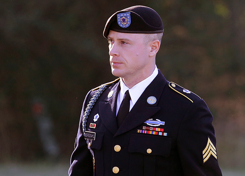 FILE - Army Sgt. Bowe Bergdahl arrives for a pretrial hearing at Fort Bragg, N.C., Jan. 12, 2016. (AP Photo/Ted Richardson, File)