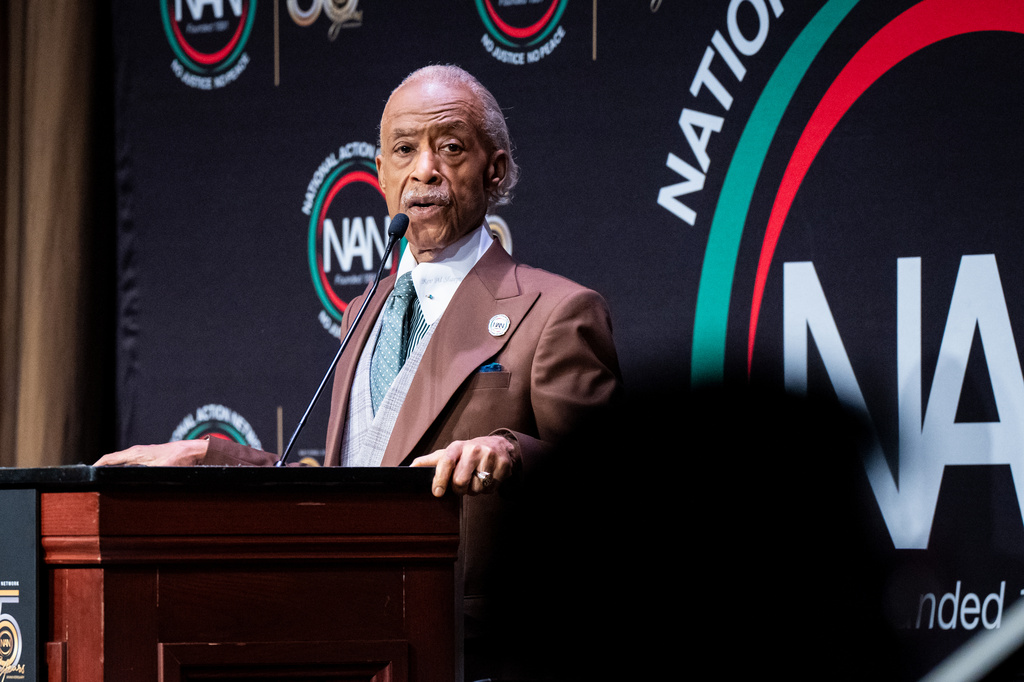Reverend Al Sharpton speaks during the National Action Network (NAN) Convention in New York, Wednesday, April 8, 2026. (AP Photo/Angelina Katsanis)
