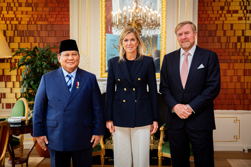 Indonesia's President Prabowo Subianto, left, Dutch Queen Maxima and King Willem-Alexander pose at royal palace Huis ten Bosch in The Hague, Netherlands, Friday, Sept. 26, 2025. (Wesley de Wit/Pool Photo via AP) Indonesia's President Prabowo Subianto, left, Dutch Queen Maxima and King Willem-Alexander pose at royal palace Huis ten Bosch in The Hague, Netherlands, Friday, Sept. 26, 2025. (Wesley de Wit/Pool Photo via AP)