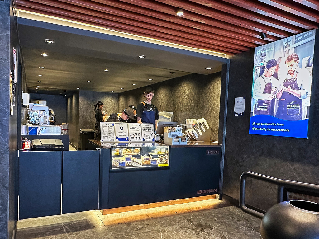 Employees work in a Luckin Coffee store in New York, Friday, Jan. 30, 2026. (AP Photo/Richard Drew)