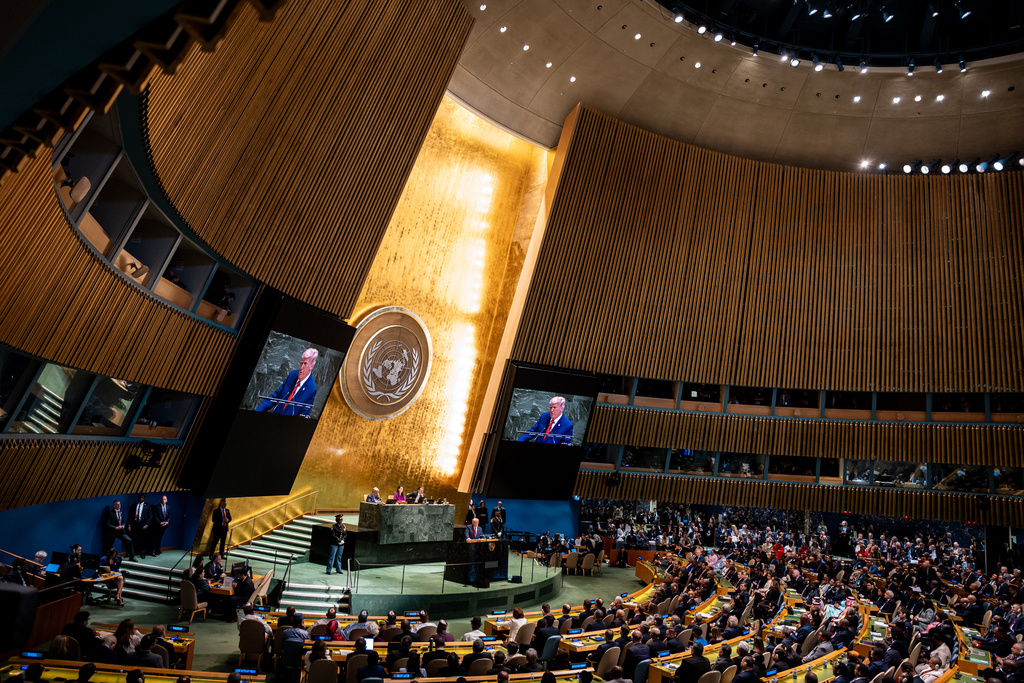 President Donald Trump addresses the 80th session of the United Nations General Assembly, Tuesday, Sept. 23, 2025, at U.N. headquarters. (AP Photo/Angelina Katsanis)