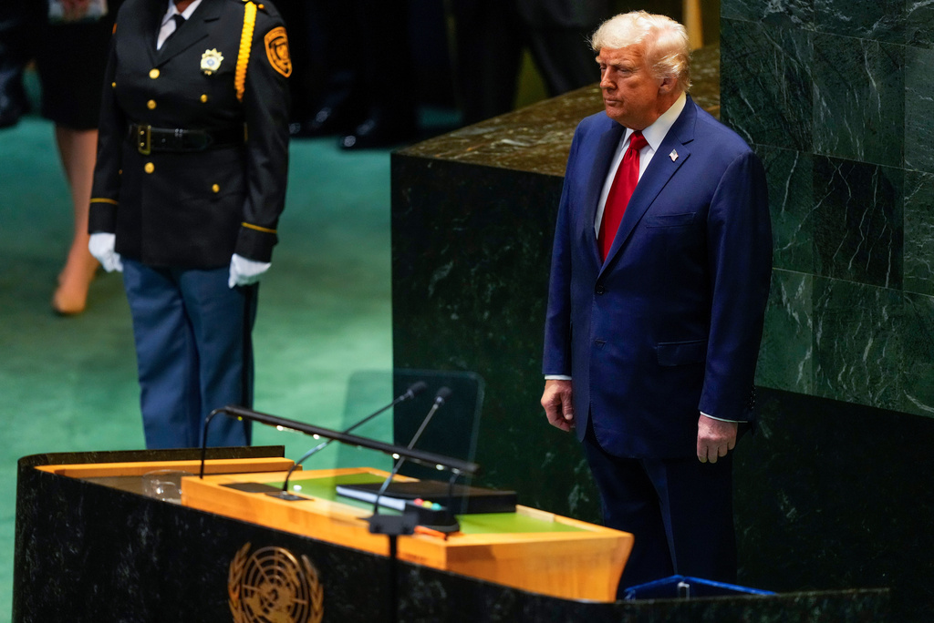 President Donald Trump prepares to address the 80th session of the United Nations General Assembly, Tuesday, Sept. 23, 2025, at U.N. headquarters. (AP Photo/Yuki Iwamura)