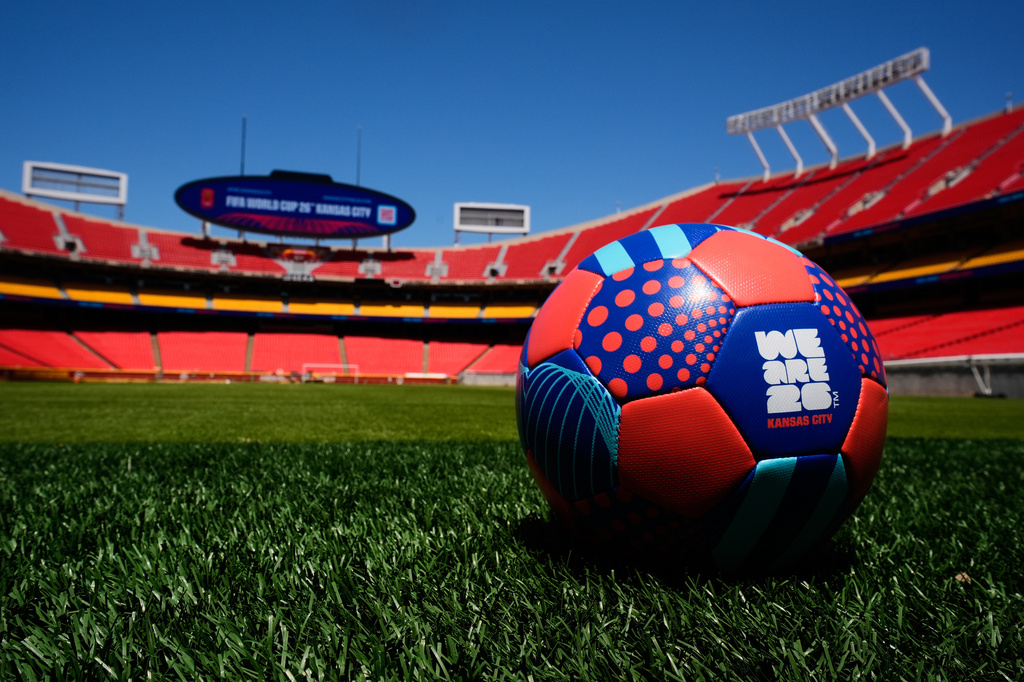 A general view of Arrowhead Stadium as it is rebranded as Kansas City Stadium, Monday, May 11, 2026, ahead of the 2026 FIFA World Cup soccer matches in Kansas City, Mo. (AP Photo/Charlie Riedel)