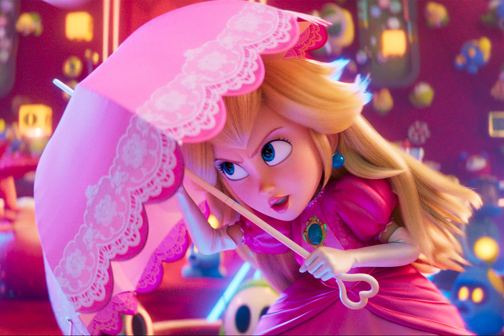 This image released by Universal Pictures shows Princess Peach, voiced by Anya Taylor-Joy, in a scene from "The Super Mario Galaxy Movie." (Nintendo and Illumination/Universal Pictures via AP)