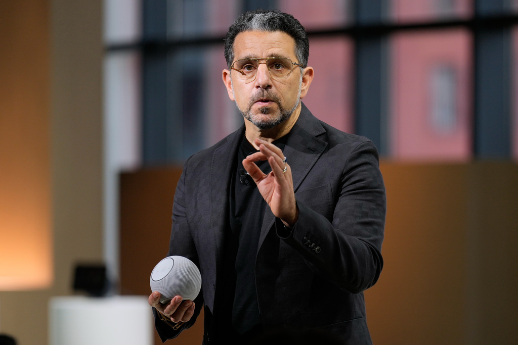 Panos Panay, senior vice president of devices and services at Amazon, speaks during an Amazon event in New York, Tuesday, Sept. 30, 2025. (AP Photo/Seth Wenig)