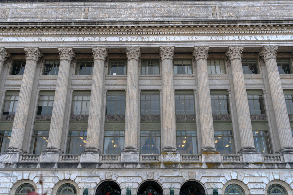 FILE - The U.S. Department of Agriculture building is seen in Washington on Dec. 7, 2024. (AP Photo/Jose Luis Magana, File)