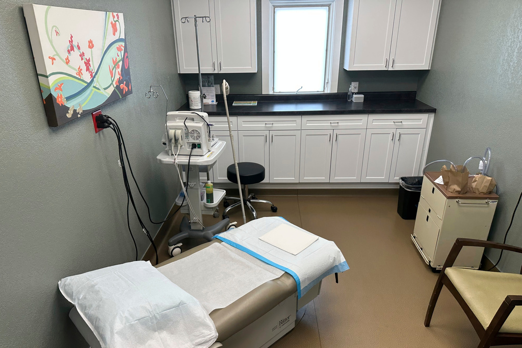 FILE - A procedure room at Wellspring Health Access, Wyoming's only abortion clinic, is seen April 8, 2025, in Casper, Wyo. (AP Photo/Mead Gruver, File)