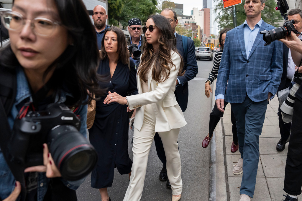 Charlie Javice exits Manhattan federal court, Monday, Sept. 29, 2025, in New York. (AP Photo/Yuki Iwamura)