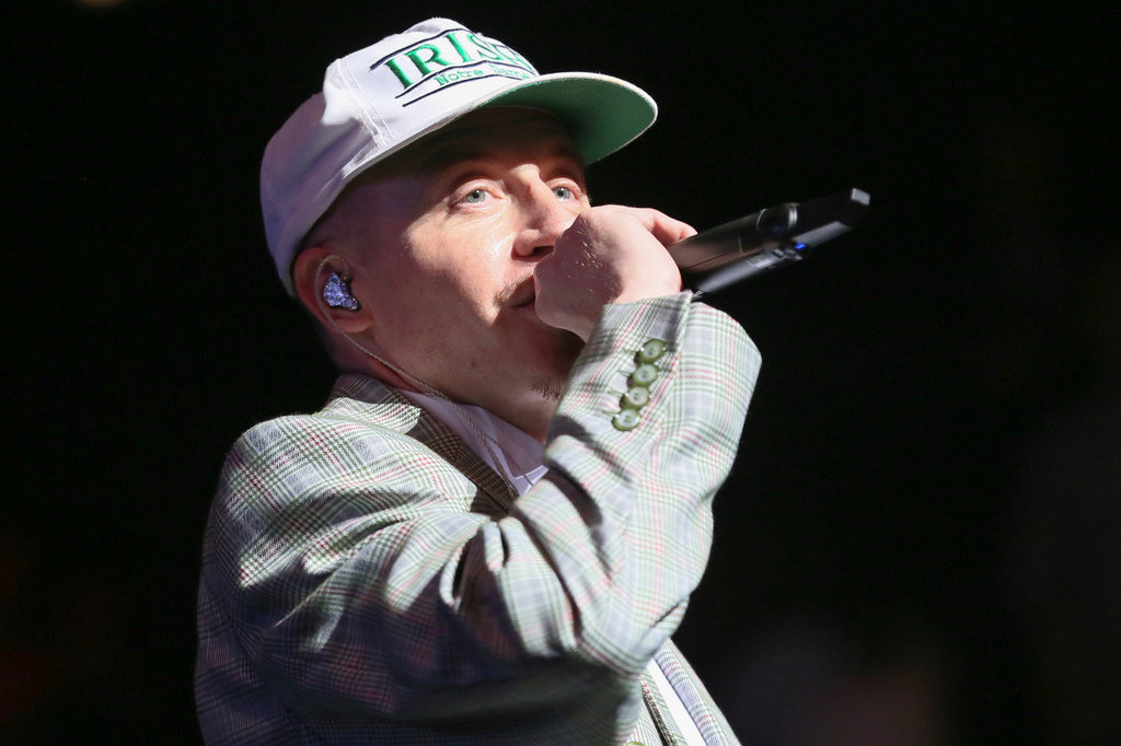 FILE - Macklemore performs at Austin City Limits Live at the Moody Theater during the South by Southwest Music Festival, March 17, 2023, in Austin, Texas. (Photo by Jack Plunkett/Invision/AP, File)