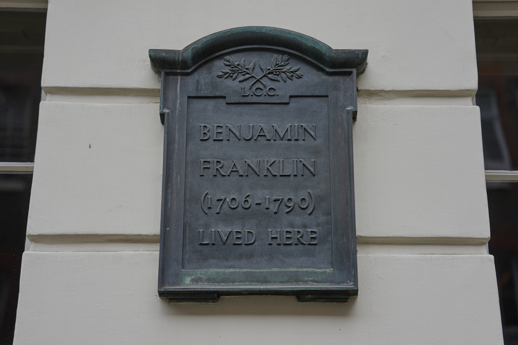 The Benjamin Franklin House is pictured in central London, Monday, May 11, 2026. (AP Photo/Kin Cheung)