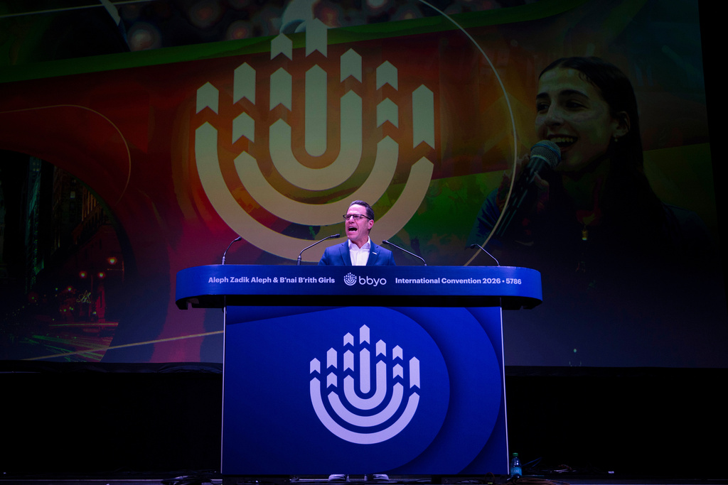 Pennsylvania Gov. Josh Shapiro speaks during a B'nai B'rith Youth Organization International Convention on Thursday, Feb. 12, 2026, in Philadelphia. (AP Photo/Joe Lamberti)