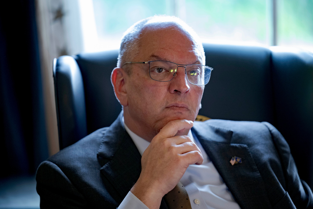 FILE - Louisiana Gov. John Bel Edwards talks at the governor's mansion in Baton Rouge, La., Dec. 7, 2023. (AP Photo/Matthew Hinton, File)