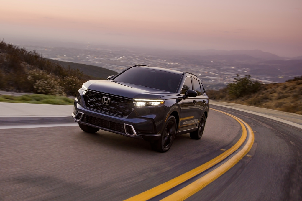 This photo provided by Honda shows the 2023 CR-V. The CR-V has a smooth ride, some helpful technology features, and ample interior space for passengers and cargo. (Courtesy of American Honda Motor Co. via AP)