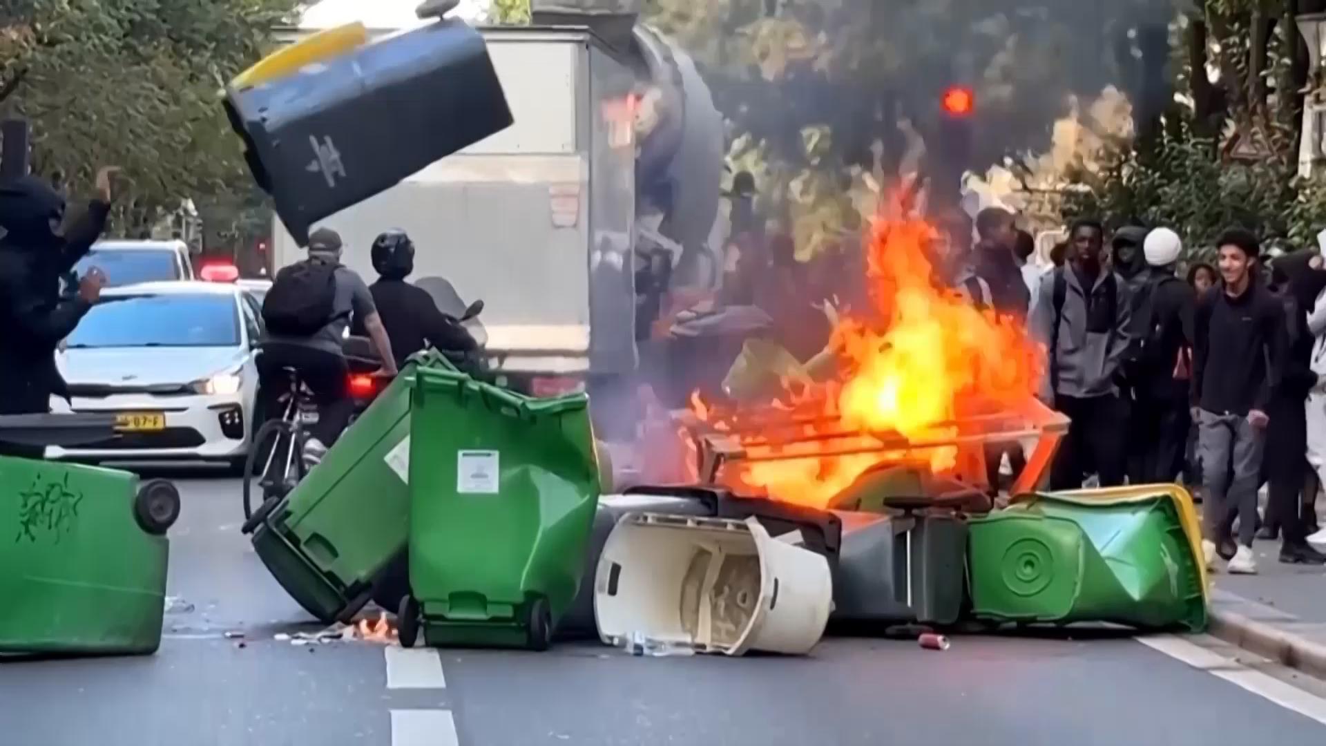 High school students in France returned to the barricades this week as their protest movement rattles the government of President Emmanuel Macron. Teachers and students mobilized against staff shortages at a lyc&eacute;e, or high school, in Cr&eacute;teil, on the southeastern outskirts of the French capital. (AP video by: Oleg Cetinic, Catherine Gaschka)