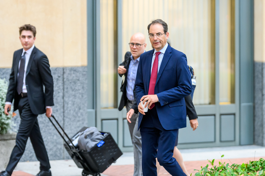 Colorado Attorney General Philip Weiser arrives at the Ronald V. Dellums Federal Building and U.S. Courthouse on Tuesday, Aug. 18, 2026, in Oakland, Calif. (AP Photo/Noah Berger)