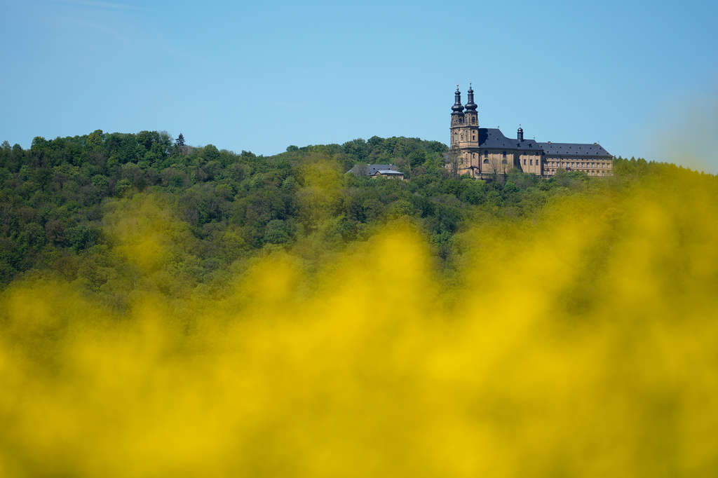 Outside view of the catholic monastery church of Banz in Bad Staffelstein, Germany, Saturday, May 2, 2026. (AP Photo/Matthias Schrader)