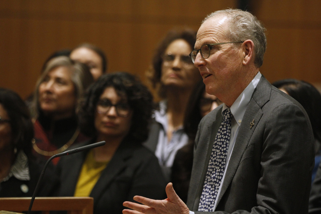 Democratic state Senate Majority Leader Peter Wirth of Santa Fe, N.M., speaks at a news conference in Santa Fe, New Mexico, Monday, Nov. 10, 2025. (AP Photo/Morgan Lee)