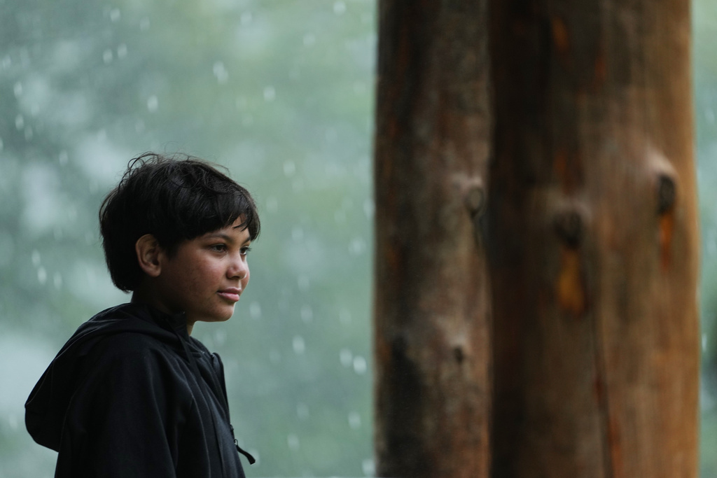 Dylan Aristy Mota, 12, of New York City, who has lupus, poses for a photograph at the Frost Valley YMCA sleepaway camp in Claryville, N.Y., Thursday, July 31, 2025. The camp partnered with Children's Hospital at Montefiore so kids with autoimmune diseases could attend for the first time. (AP Photo/Matt Rourke)
