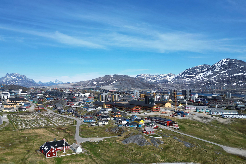 FILE - A view of houses in Nuuk, Greenland, June 22, 2025. (AP Photo/Kwiyeon Ha, File)