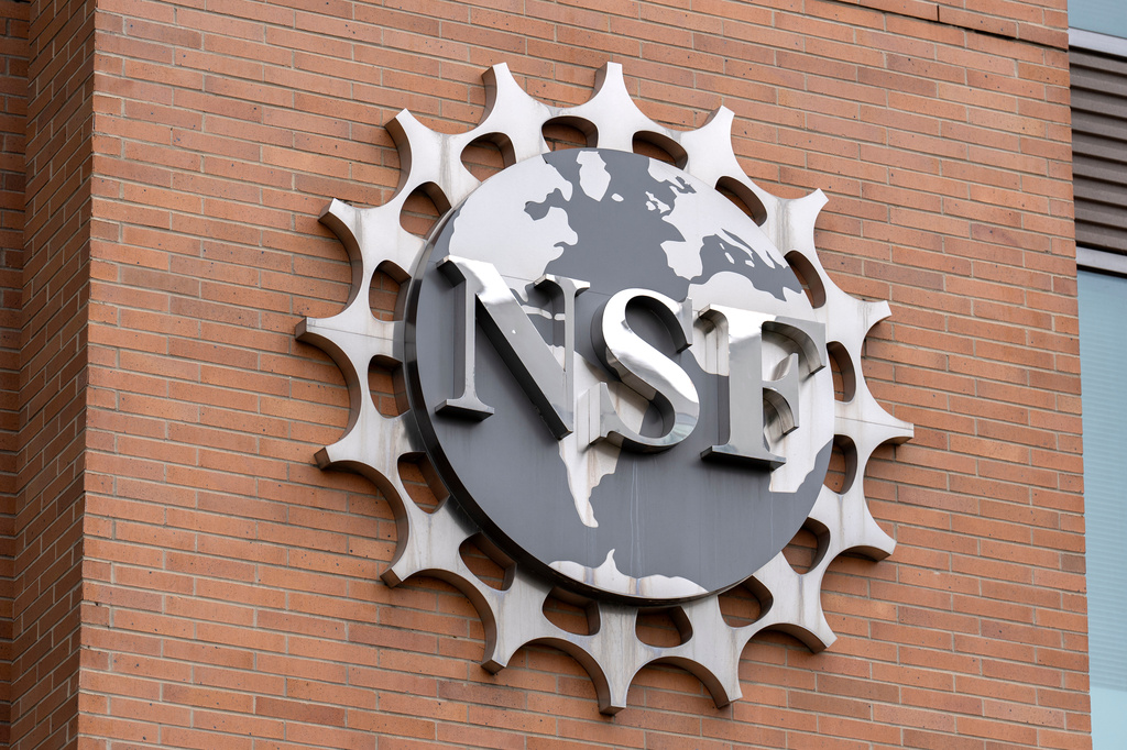 FILE - The headquarters of the National Science Foundation is photographed May 29, 2025, in Alexandria, Va. (AP Photo/Mark Schiefelbein, File)