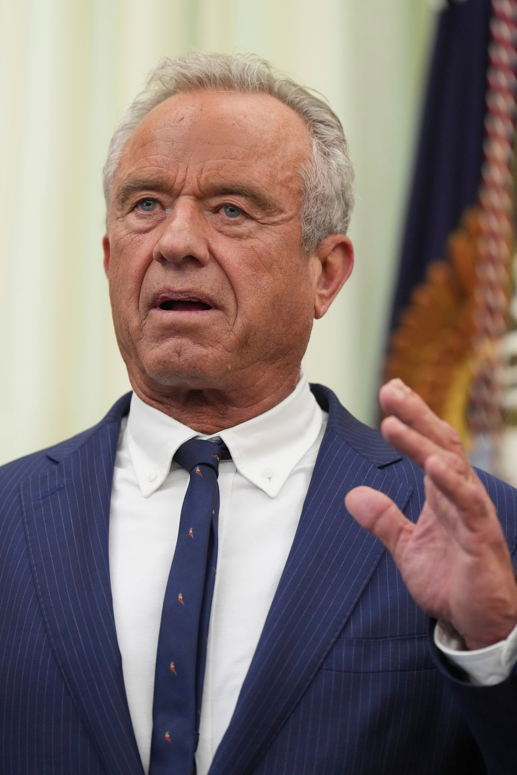 Health and Human Services Secretary Robert F. Kennedy Jr. speaks during an event about healthcare in the Oval Office of the White House, Friday Sept. 18, 2026, in Washington. (AP Photo/Jacquelyn Martin)