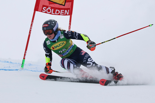 United States' Mikaela Shiffrin competes in an alpine ski, women's World Cup giant slalom, in Soelden, Austria, Saturday, Oct. 25, 2025. (AP Photo/Marco Trovati) United States' Mikaela Shiffrin competes in an alpine ski, women's World Cup giant slalom, in Soelden, Austria, Saturday, Oct. 25, 2025. (AP Photo/Marco Trovati)