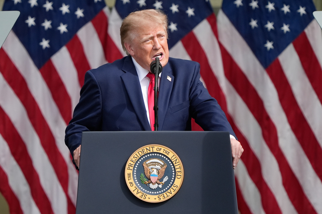 President Donald Trump speaks as he attends a ceremony to commemorate the 25th anniversary of the 9/11 attacks at the Pentagon, Friday, Sept. 11, 2026, in Washington. (AP Photo/Manuel Balce Ceneta)