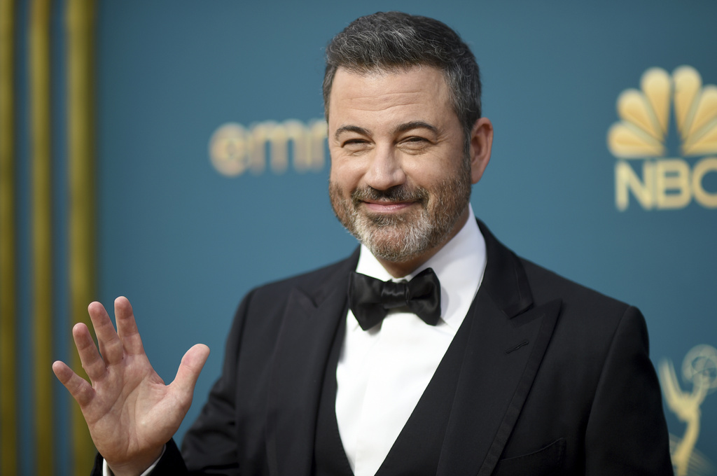 FILE - Jimmy Kimmel appears at the 74th Primetime Emmy Awards in in Los Angeles on Monday, Sept. 12, 2022. (Photo by Richard Shotwell/Invision/AP, File)