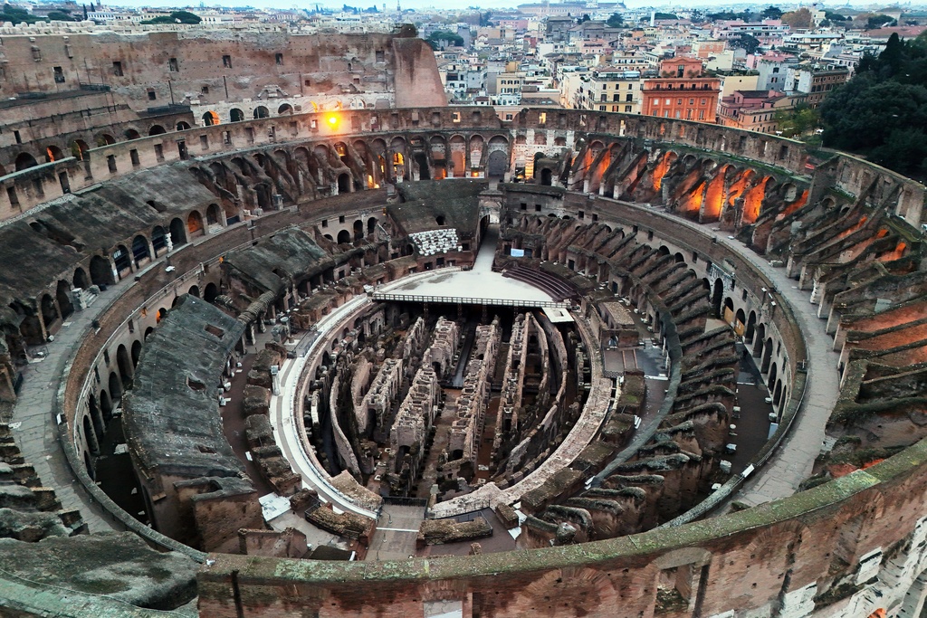 An aerial view of the Colosseum, in Rome, Thursday, Dec. 4, 2025. (AP Photo/Alessandra Tarantino)