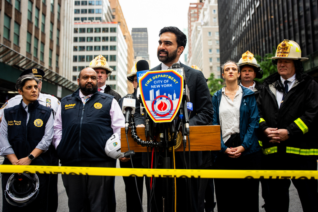 New York City Mayor Zohran Mamdani speaks about the unstable building at 235 East 42nd Street and the surrounding buildings that were evacuated, Tuesday, July 7, 2026, in New York. (AP Photo/Angelina Katsanis)