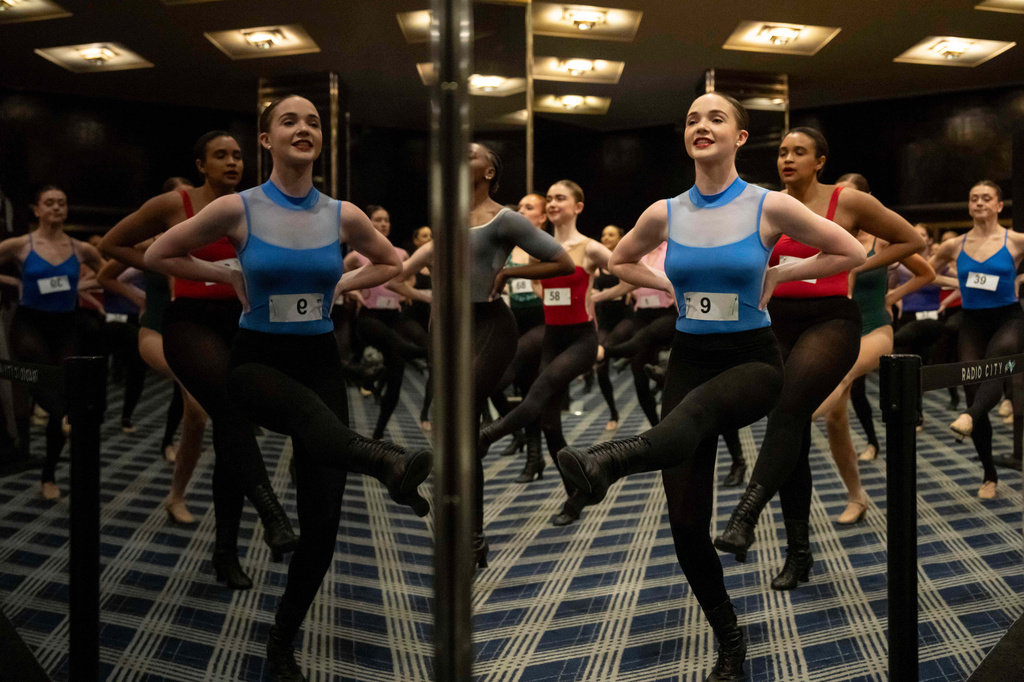 Dancers rehearse before an audition for the Radio City Rockettes at Radio City Music Hall in New York, on Wednesday, April 22, 2026. (AP Photo/Yuki Iwamura)