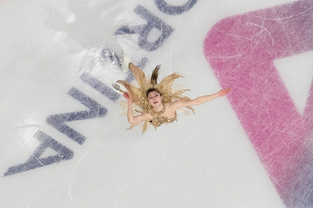 Alysa Liu of the United States competes during the women's figure skating free program at the 2026 Winter Olympics, in Milan, Italy, Thursday, Feb. 19, 2026. (AP Photo/Christophe Ena)