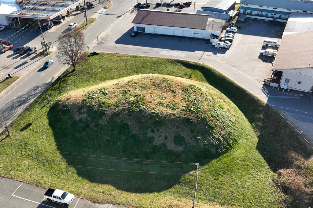 This photo provided by the Noquisi Initiative shows the Noquisiyi Mound on Nov. 30, 2021, in Franklin, N.C. (Eric Haggart/Noquisi Initiative via AP)