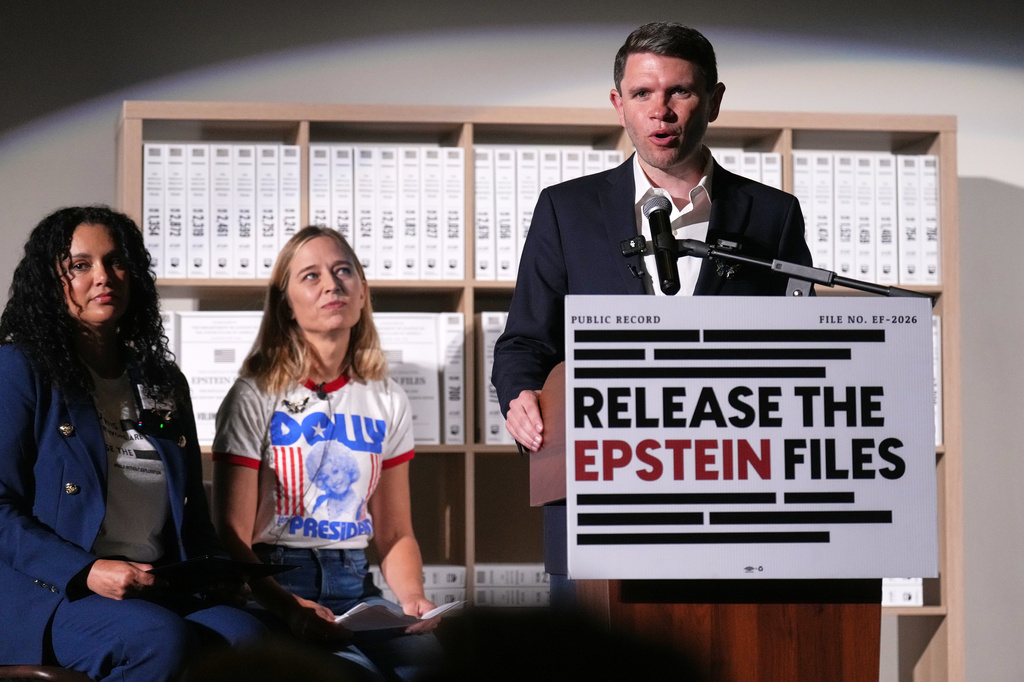Democratic U.S. Senate candidate Texas state Rep. James Talarico speaks during an event in Dallas, Thursday, Sept. 10, 2026, as Sharlene Rochard, left, and Annie Farmer, look on. (AP Photo/Jacquelyn Martin)