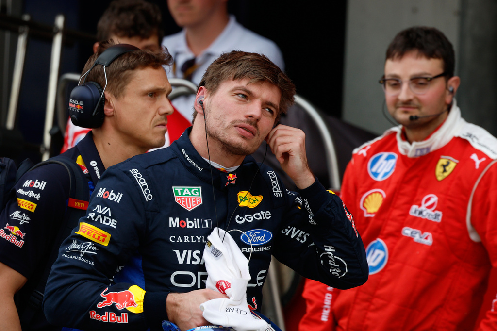 Red Bull driver Max Verstappen of the Netherlands leaves during the qualifying session of the Japanese Formula One Grand Prix at the Suzuka Circuit in Suzuka, Japan, Saturday, March 28, 2026. (Franck Robichon/Pool Photo via AP)