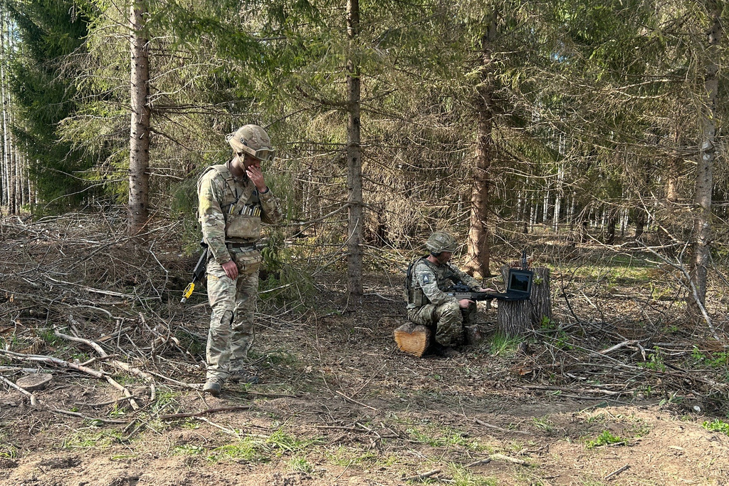 British soldiers train during the Spring Storm military exercise near Napi, Estonia, May 14, 2026.