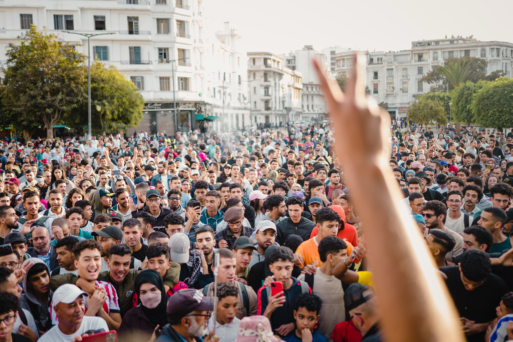 People protest against corruption and calling for healthcare and education reform, in Casablanca, Morocco, Thursday, Oct. 2, 2025. (AP Photo)