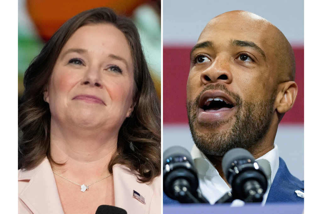 FILE -In this photo combination Sara Rodriguez, lieutenant Governor of Wisconsin, speaks during the Democratic National Convention, Aug. 19, 2024, in Chicago and Wisconsin U.S. Senate candidate Mandela Barnes speaks at a rally Oct. 29, 2022, in Milwaukee. (AP Photo/Paul Sancya, Morry Gash)