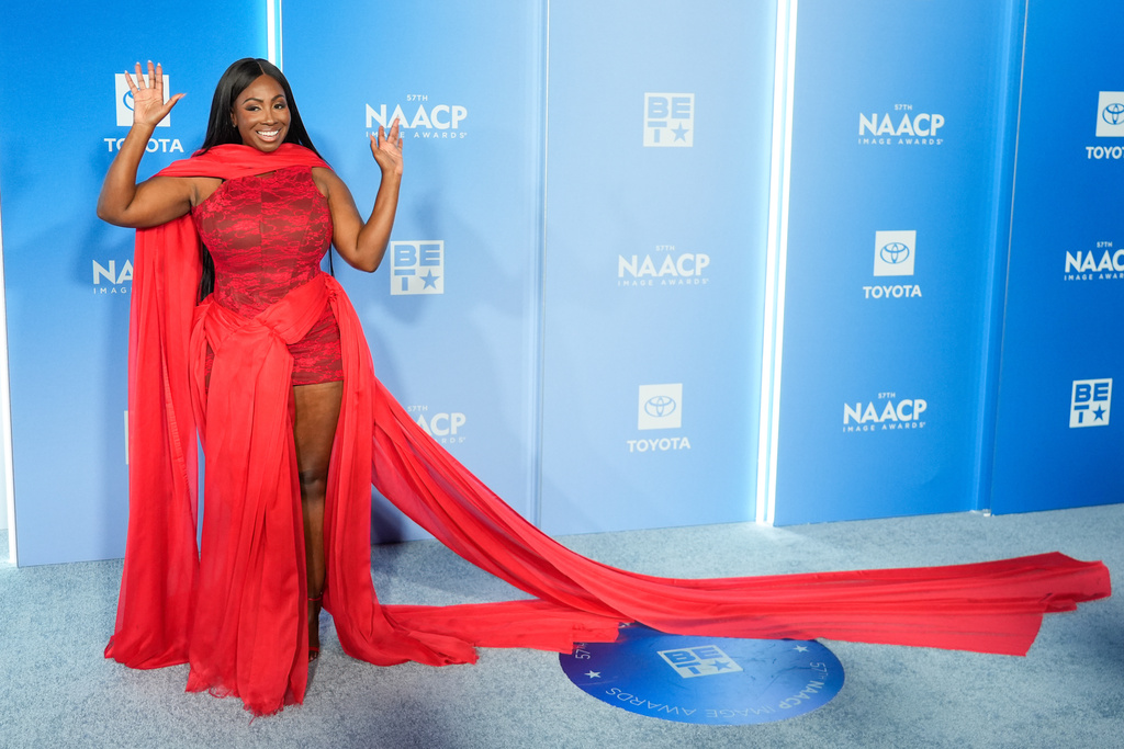 Kendra G arrives at the 57th NAACP Image Awards on Saturday, Feb. 28, 2026, in Pasadena, Calif. (AP Photo/Chris Pizzello)