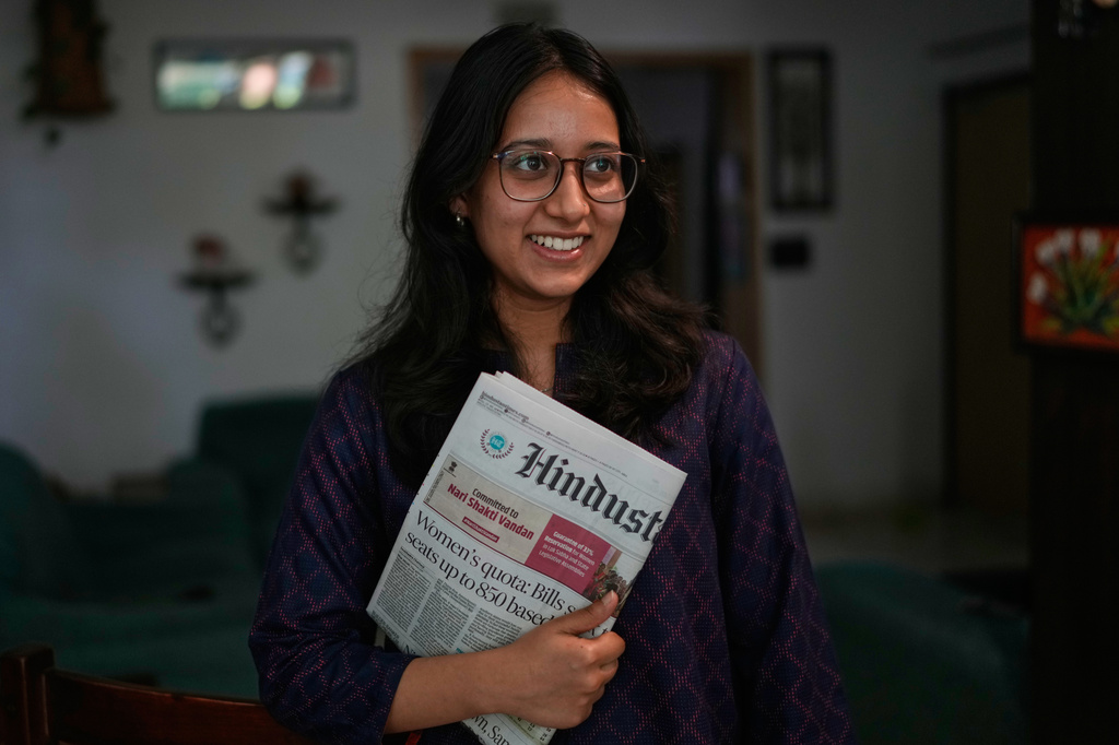 Pranita Gupta, a law graduate, poses for a photograph in New Delhi, India, Wednesday, April 15, 2026. (AP Photo/Manish Swarup)