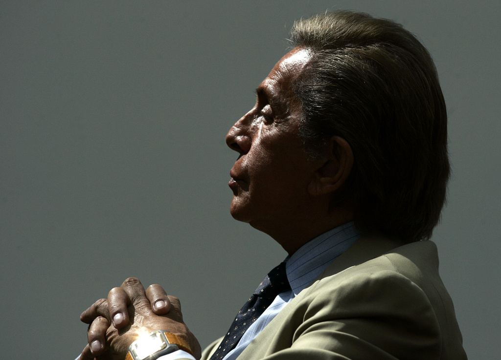 FILE - Italian fashion designer Valentino Garavani looks on during a press conference at Rome's Capitoline museums, Wednesday, June 13, 2007, on the occasion of the 45th anniversary of Valentino Maison foundation. (AP Photo/Gregorio Borgia, File)