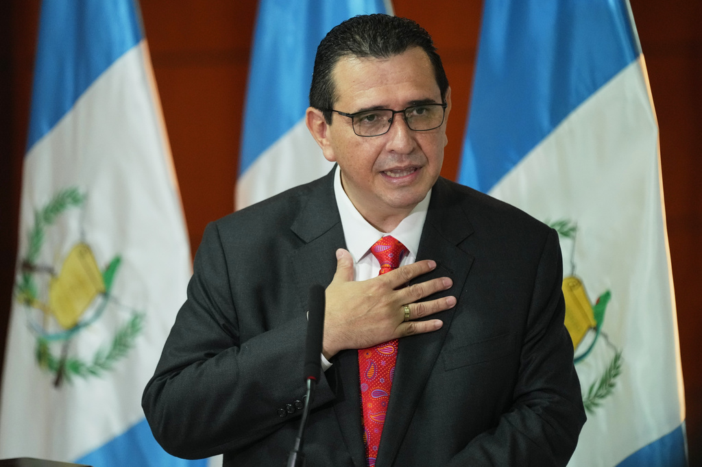 FILE - Guatemalan Attorney General Gabriel Garcia Luna speaks during a press conference in Guatemala City, May 17, 2026. (AP Photo/Moises Castillo, File)