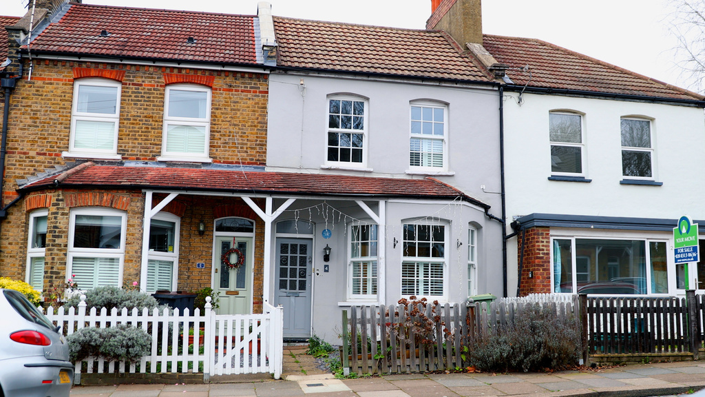 In this undated photo provided by the Heritage of London Trust, on Friday, Jan. 9, 2026, a view of the childhood home of musician David Bowie, in Bromley, England. (Heritage of London Trust via AP)