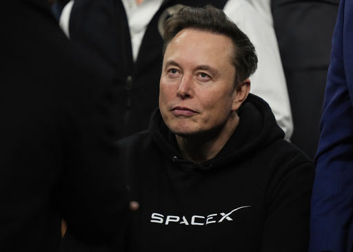 FILE - Elon Musk attends the finals for the NCAA wrestling championship, Saturday, March 22, 2025, in Philadelphia. (AP Photo/Matt Rourke, file) FILE - Elon Musk attends the finals for the NCAA wrestling championship, Saturday, March 22, 2025, in Philadelphia. (AP Photo/Matt Rourke, file)