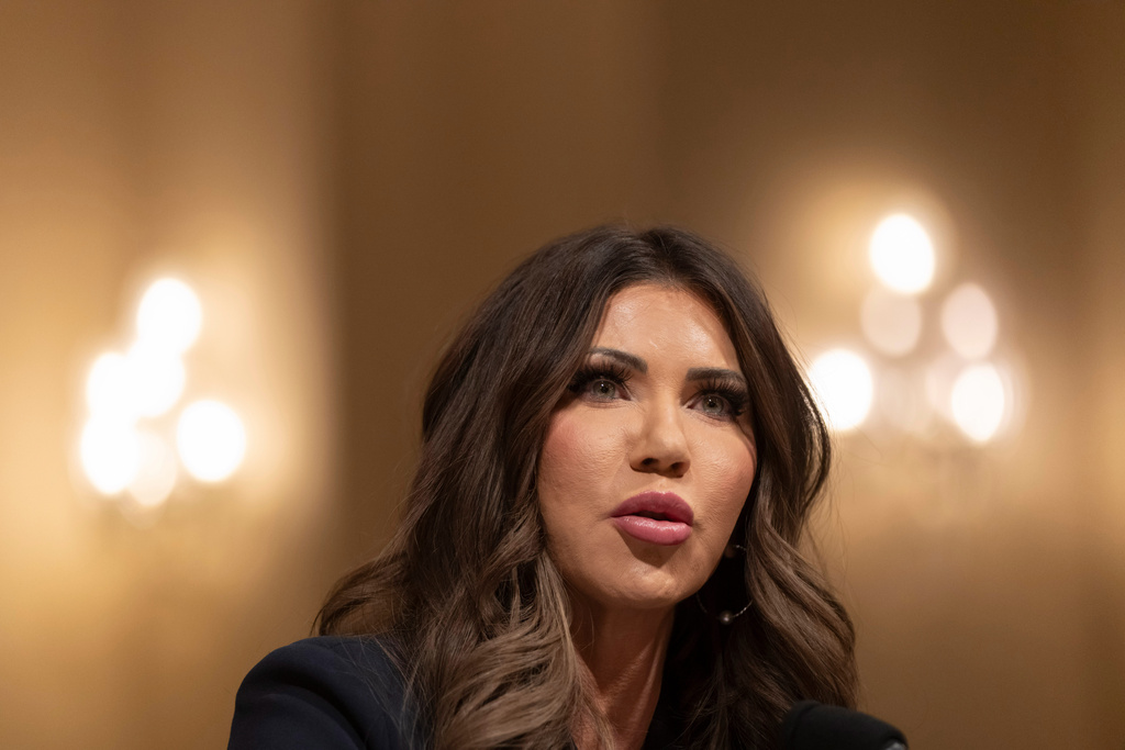 Homeland Security Secretary Kristi Noem appears before the House Committee on Homeland Security on Capitol Hill in Washington, Thursday, Dec. 11, 2025. (AP Photo/Mark Schiefelbein)
