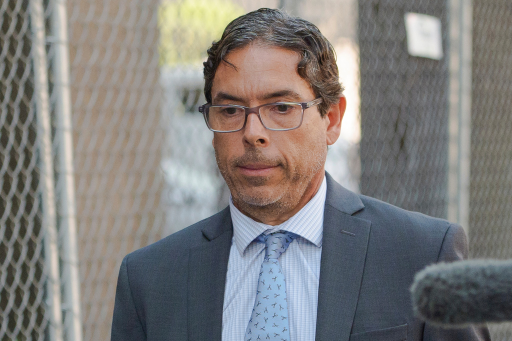 FILE - Dr. Mark Chavez, a physician charged in connection with Matthew Perry's fatal overdose, walks out of United States Courthouse after pleading guilty to conspiring to distribute the surgical anesthetic ketamine in Los Angeles, on Oct. 2, 2024. (AP Photo/Damian Dovarganes, File)