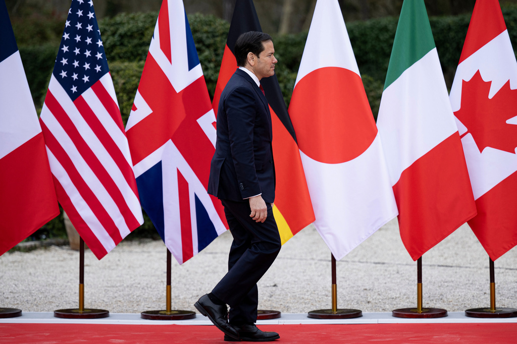 US Secretary of State Marco Rubio arrives to attend talks during a G7 Foreign Ministers' meeting with Partner Countries at the Vaux-de-Cernay Abbey in Cernay-la-Ville outside Paris, Friday, March 27, 2026. (Brendan Smialowski/Pool Photo via AP)