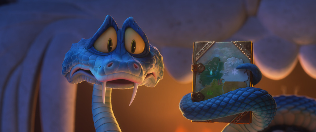 This image released by Disney shows Gary De'Snake, voiced by Ke Huy Quan, in a scene from "Zootopia 2." (Disney via AP)