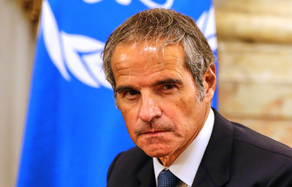 FILE - Director General of the International Atomic Energy Agency (IAEA) Rafael Grossi looks on during a meeting with Egyptian Foreign Minister Badr Abdelatty and Iranian Foreign Minister Abbas Araghchi at Tahrir Palace in Cairo, Tuesday, Sept. 9, 2025. (AP Photo/Khaled Elfiqi, File)