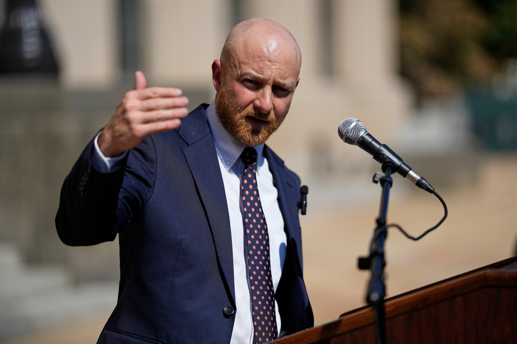 Luke Ihnen, attorney for Christa Pike, speaks during a news conference after a judge ruled the Tennessee Department of Corrections must preserve all evidence related to the failed execution of Pike, Wednesday, Oct. 7, 2026, in Nashville, Tenn. (AP Photo/George Walker IV)